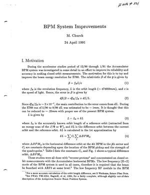 BPM System Improvements