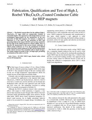 Fabrication, qualification and test of high Jc ROEBEL YBCO coated conductor cable for HEP magnets