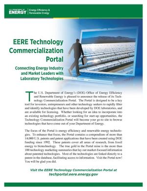 EERE Technology Commercialization Portal: Connecting Energy Industry and Market Leaders with Laboratory Technologies (Fact Sheet)