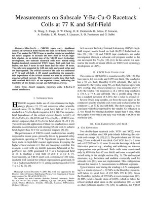 Measurements on Subscale Y-Ba-Cu-O Racetrack Coils at 77 K and Self-Field
