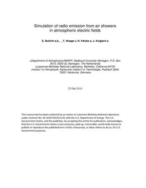 Simulation of radio emission from air showers in atmospheric electric fields