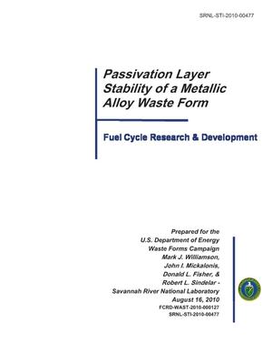 PASSIVATION LAYER STABILITY OF A METALLIC ALLOY WASTE FORM