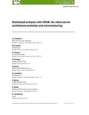 Distributed analysis with CRAB: The client-server architecture evolution and commissioning