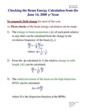 Checking the Beam Energy Calculation from the June 14, 2000 $\psi^\prime$ Scan
