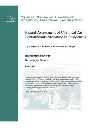 Hazard Assessment of Chemical Air Contaminants Measured in Residences