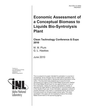 Economic Assessment of a Conceptual Biomass to Liquids Bio-Syntrolysis Plant