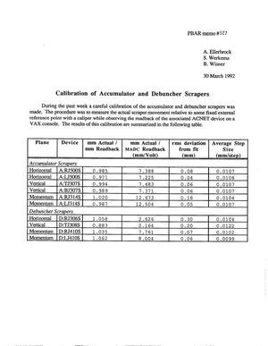 Calibration of Accumulator and Debuncher Scrapers