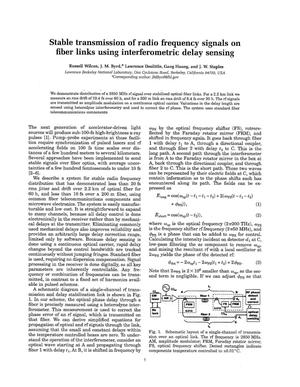 Stable transmission of radio frequency signals on fiber links using interferomectric delay sensing