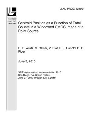 Centroid Position as a Function of Total Counts in a Windowed CMOS Image of a Point Source