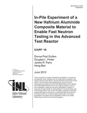 In-Pile Experiment of a New Hafnium Aluminide Composite Material to Enable Fast Neutron Testing in the Advanced Test Reactor