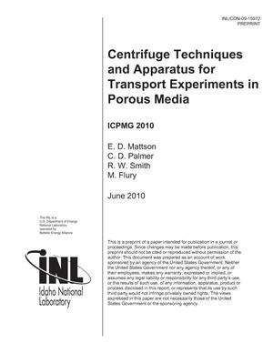 Centrifuge Techniques and Apparatus for Transport Experiments in Porous Media