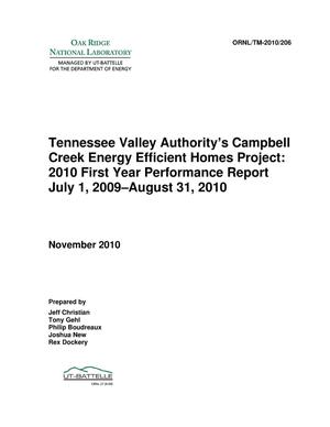 Campbell Creek TVA 2010 First Year Performance Report July 1, 2009 August 31, 2010