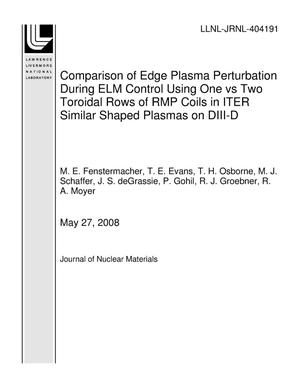 Comparison of Edge Plasma Perturbation During ELM Control Using One vs Two Toroidal Rows of RMP Coils in ITER Similar Shaped Plasmas on DIII-D