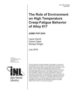 The Role of Environment of High Temperature Creep-Fatigue Behavior of Alloy 617