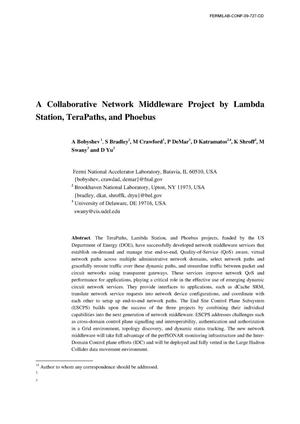 A collaborative network middleware project by Lambda Station, TeraPaths, and Phoebus
