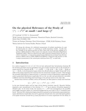On the Physical Relevance of the Study of gamma* gamma -> pi pi at small t and large Q2