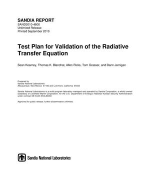 Primary view of object titled 'Test plan for validation of the radiative transfer equation.'.