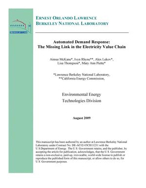 Automated Demand Response: The Missing Link in the Electricity Value Chain