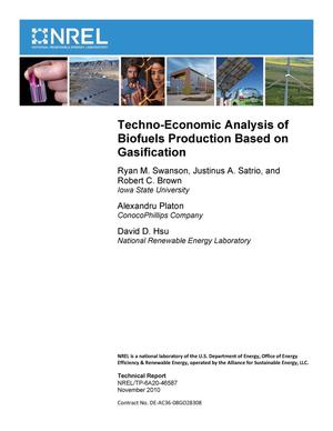 Techno-Economic Analysis of Biofuels Production Based on Gasification
