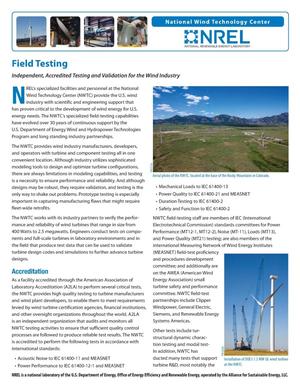 Field Testing: Independent, Accredited Testing and Validation for the Wind Industry (Fact Sheet)