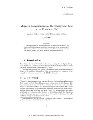 Magnetic Measurement of the Background Field in the Undulator Hall