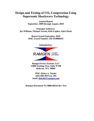 Design and Testing of CO2 Compression Using Supersonic Shockware Technology