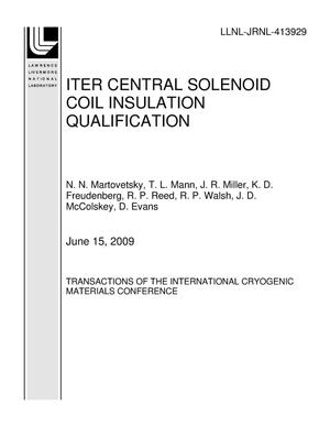 Iter Central Solenoid Coil Insulation Qualification