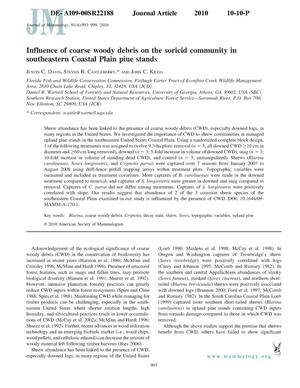 Influence of coarse woody debris on the soricid community in southeastern Coastal Plain pine stands.
