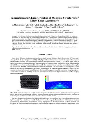 Fabrication and Characterization of Woodpile Structures for Direct Laser Acceleration