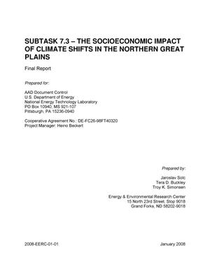 Subtask 7.3 - The Socioeconomic Impact of Climate Shifts in the Northern Great Plains