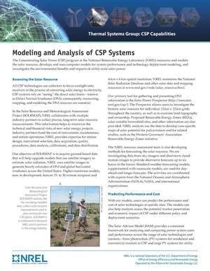 Modeling and Analysis of CSP Systems (Fact Sheet)