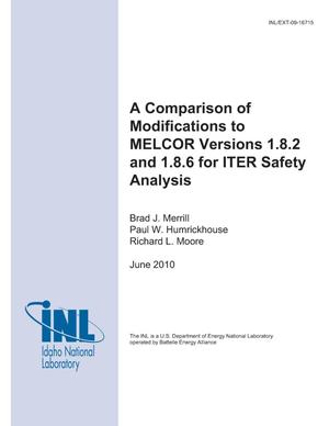 A Comparison of Modifications to MELCOR versions 1.8.2 and 1.8.6 for ITER Safety Analysis