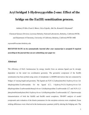Aryl Bridged 1-Hydroxypyridin-2-one: Effect of the Bridge on the Eu(III) Sensitization Process