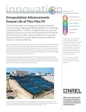 Encapsulation Advancements Extend Life of Thin-Film PV; The Spectrum of Clean Energy Innovation (Fact Sheet)