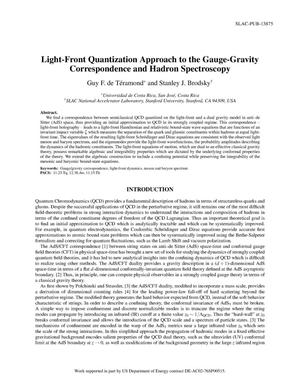 Light-Front Quantization Approach to the Gauge Gravity Correspondence and Hadron Spectroscopy