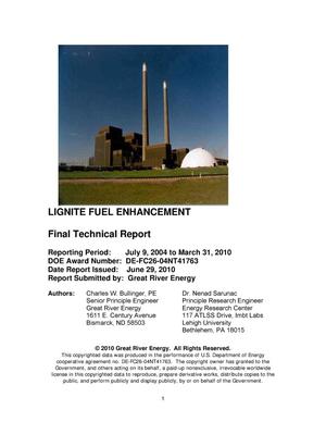 Lignite Fuel Enhancement