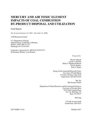 Mercury and Air Toxic Element Impacts of Coal Combustion By-Product Disposal and Utilizaton