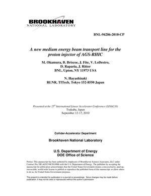 A new medium energy beam transport line for the proton injector of AGS-RHIC