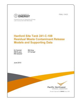Hanford Site Tank 241-C-108 Residual Waste Contaminant Release Models and Supporting Data