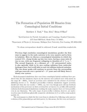 The Formation of Population III Binaries from Cosmological Initial Conditions