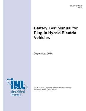Battery Test Manual For Plug-In Hybrid Electric Vehicles