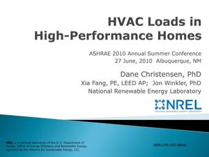 HVAC Loads in High-Performance Homes