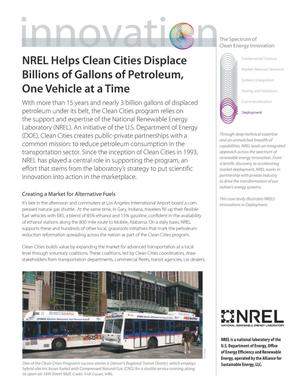 NREL Helps Clean Cities Displace Billions of Gallons of Petroleum, One Vehicle at a Time (Fact Sheet)