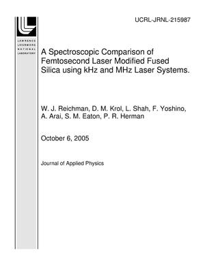 A Spectroscopic Comparison of Femtosecond Laser Modified Fused Silica using kHz and MHz Laser Systems.