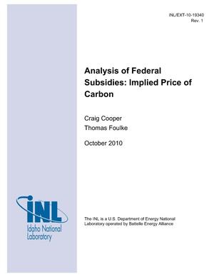 Analysis of Federal Subsidies: Implied Price of Carbon