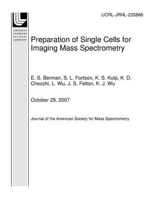 Preparation of Single Cells for Imaging Mass Spectrometry