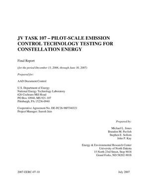 JV Task 107- Pilot-Scale Emission Control Technology Testing for Constellation Energy