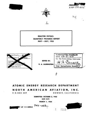 Reactor Physics Quarterly Progress Report for May-July 1953