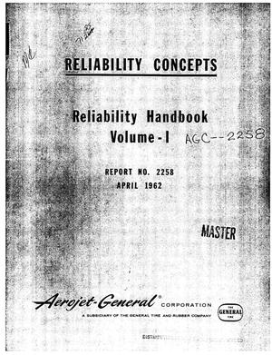 Aerojet-General Corporation Reliability Handbook. Volume I. Concepts