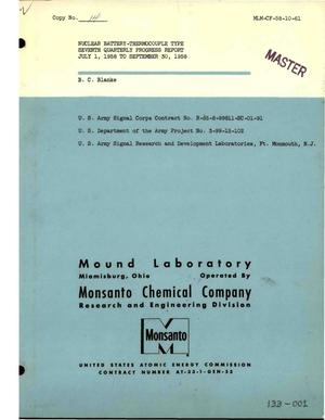 NUCLEAR BATTERY--THERMOCOUPLE TYPE. Quarterly Progress Report No. 7 for July 1, 1958 to September 30, 1958